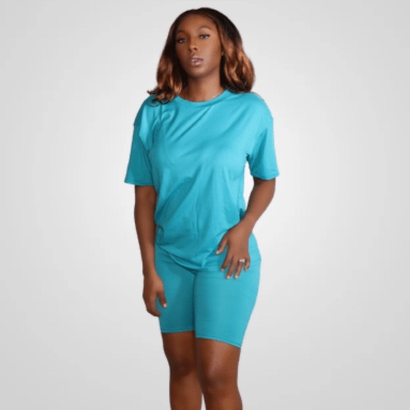 NOT SO BASIC BIKER SHORTS SET IN JADE - Picture 2 of 7